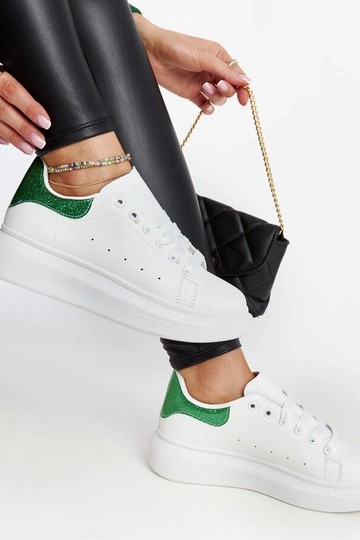 Baskets en éco-cuir blanc et vert Fatimah