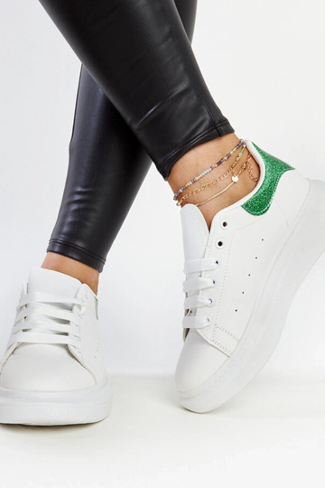 Baskets en éco-cuir blanc et vert Fatimah 2