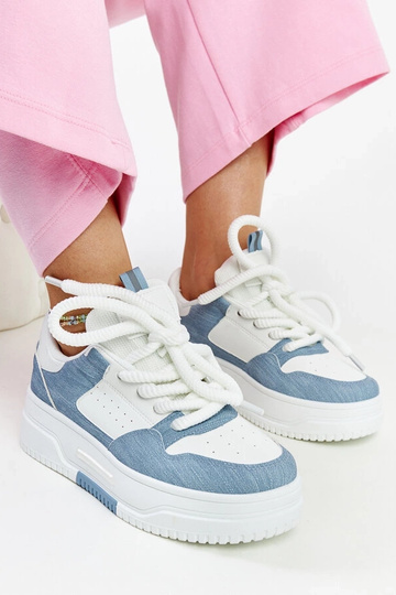 Sneakers blanc-bleu à...