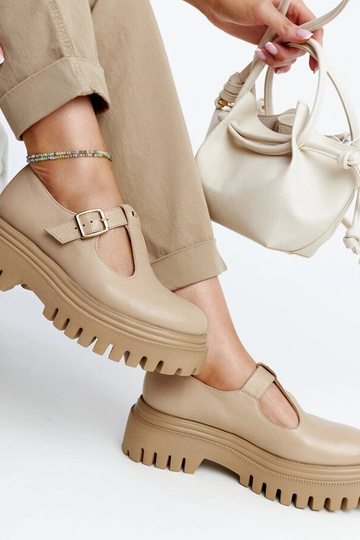 Chaussures semi-formelles en cuir beige foncé Karino 2