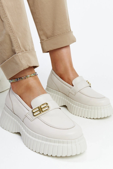 Chaussures semi-formelles en cuir beige clair Karino