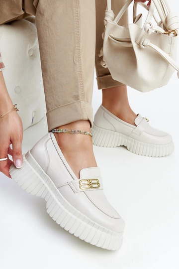Chaussures semi-formelles en cuir beige clair Karino 2