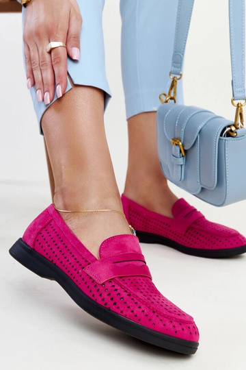 Mocassins en daim rose foncé Vinceza 2