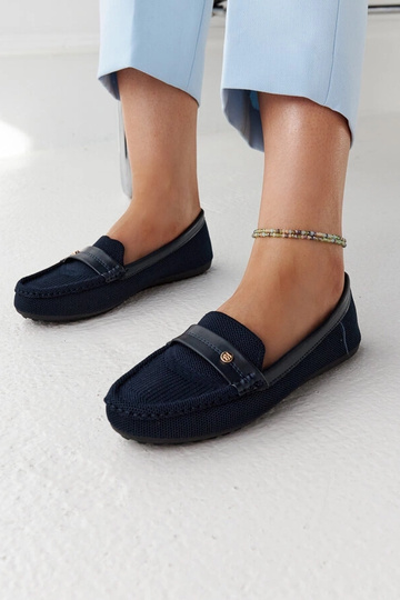 Mocassins en tissu bleu marine Fombio
