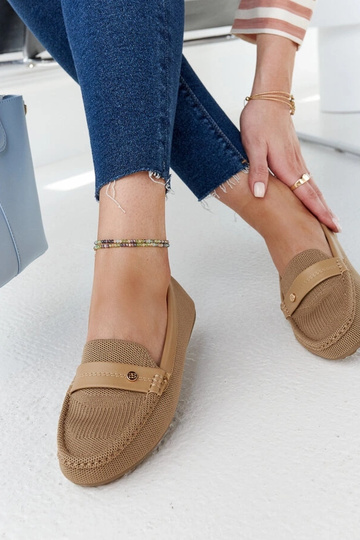 Mocassins en tissu beige Fombio 2