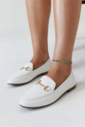 Mocassins blancs à boucle Erminia