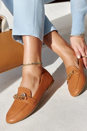 Mocassins à chaîne Scaletta Marron chaud 2