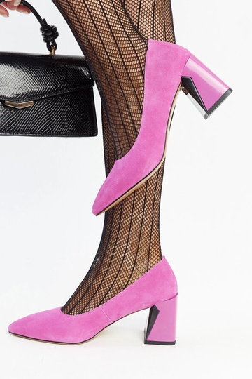 Escarpins à talon en cuir rose foncé Vinceza 2