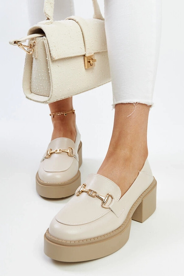 Chaussures à talons hauts en cuir écologique beige Vinceza 2