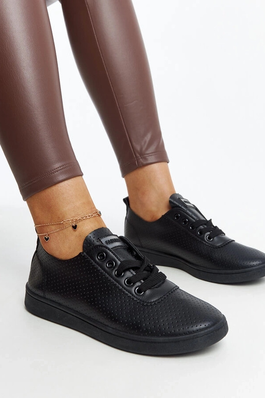 Baskets en cuir écologique noires Yusra