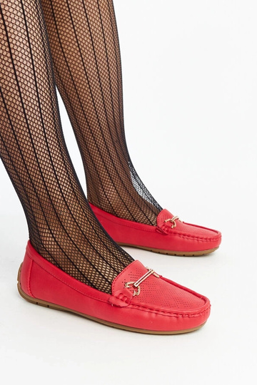 Mocassins rouges à boucle décorative Adila 2