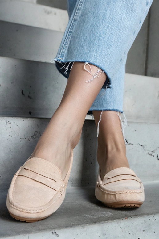 Mocassins beiges en suède synthétique...