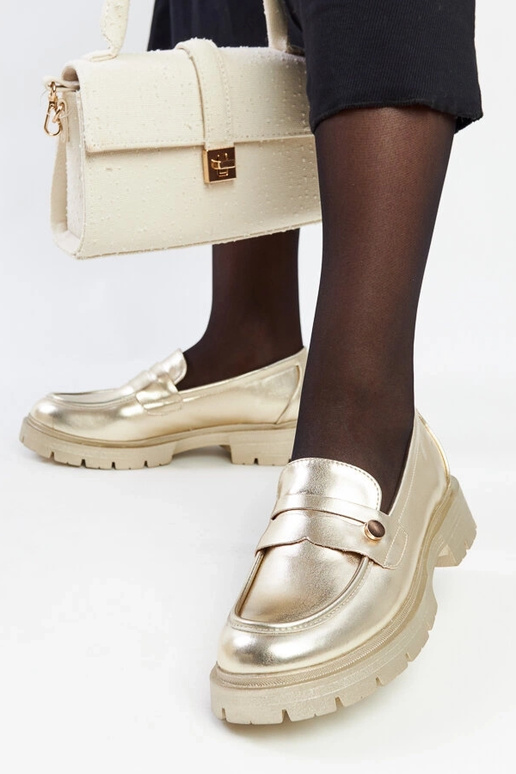 Mocassins dorés en simili cuir Mladenka