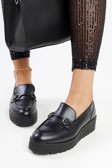 Mocassins compensés Oili noirs 2