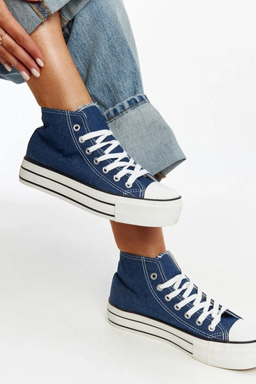 Baskets montantes en denim...