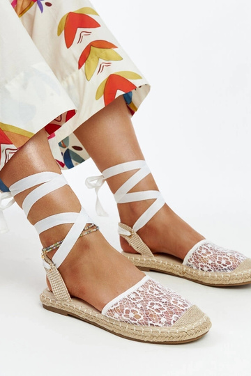 Espadrilles à bout ouvert en dentelle blanche Teha 2