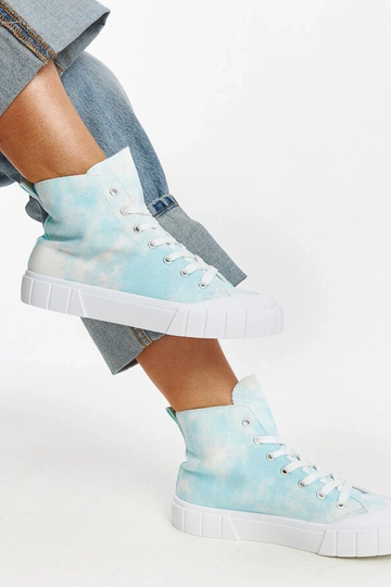 Baskets montantes en tissu bleu de Raissa