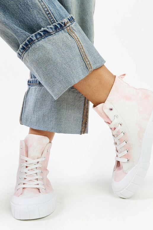 Baskets montantes en tissu rose Raissa