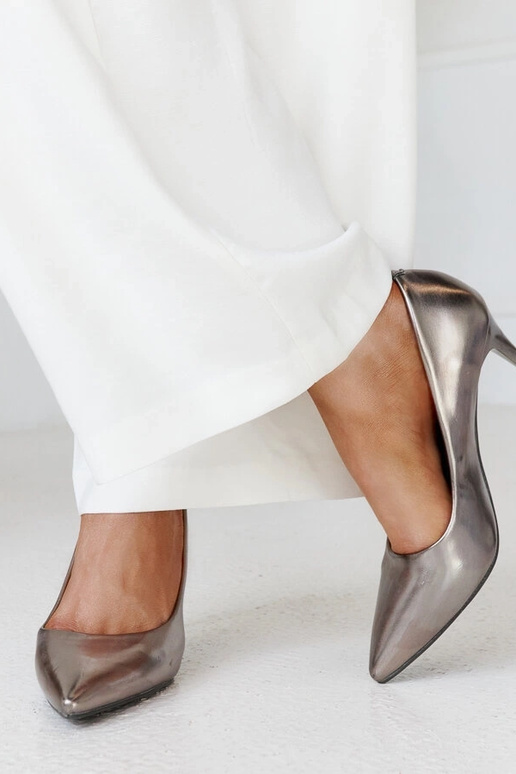 Paume escarpins métalliques gris avec...