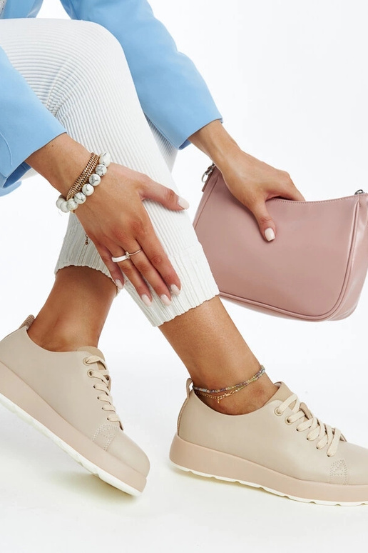 Baskets en cuir beige Samaha Baskets en cuir beige Samaha