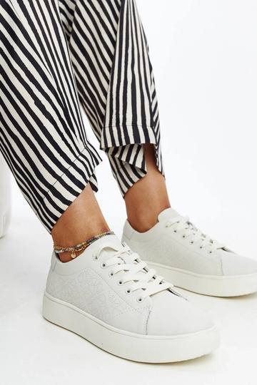 Baskets en cuir beige Sireen 2