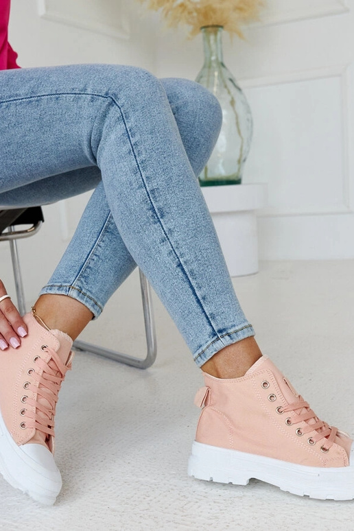 Baskets montantes roses épaisses... Baskets montantes roses épaisses...