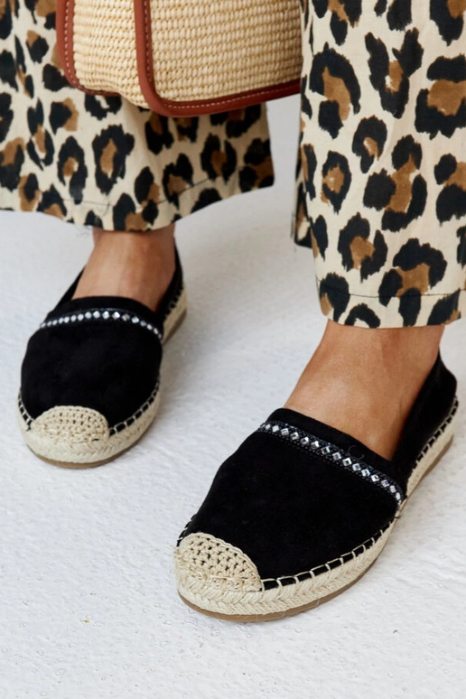 Espadrilles noires avec zircons Abia