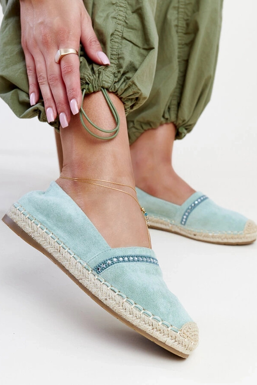 Espadrilles vertes avec zircons Abia