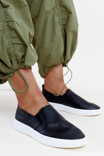 Baskets slip-on noires ajourées de Dafina