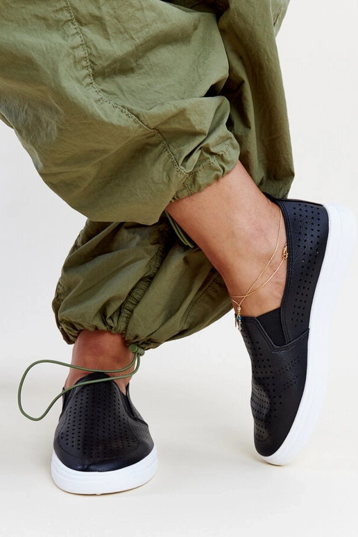 Baskets slip-on noires ajourées de...