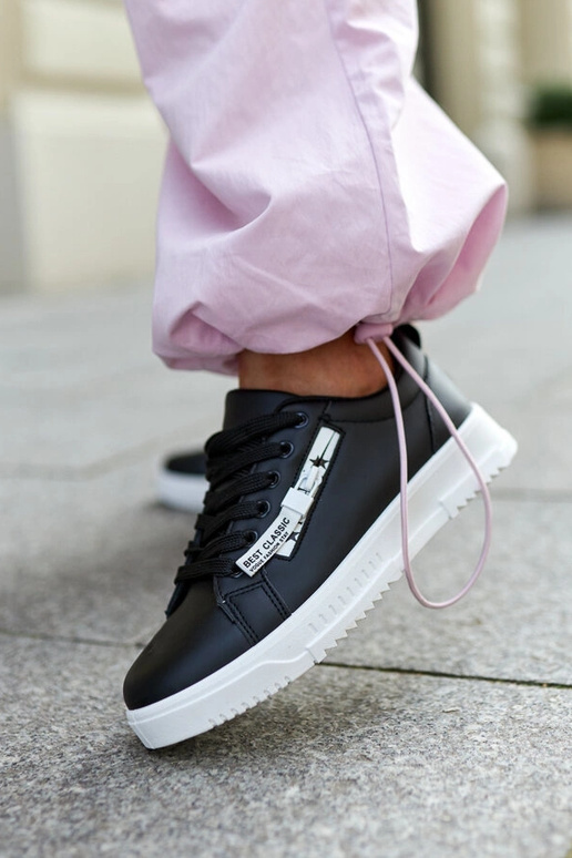 Baskets noires en cuir écologique Brecht Baskets noires en cuir écologique Brecht