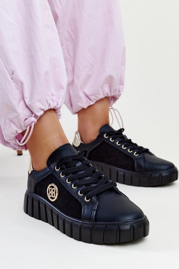 Baskets noires en cuir à...