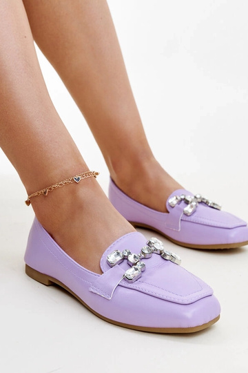 Mocassins violets avec boucle en zirconium Mali