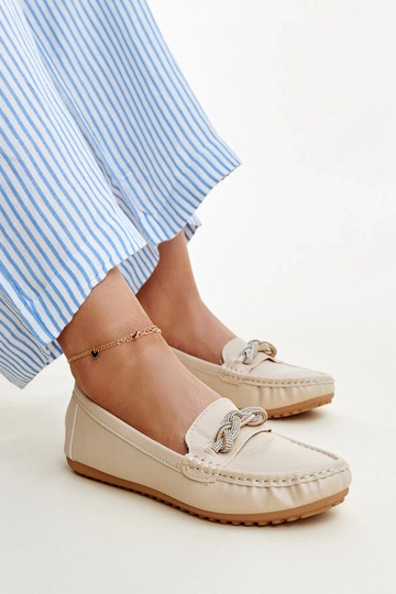 Mocassins beiges décorés de...