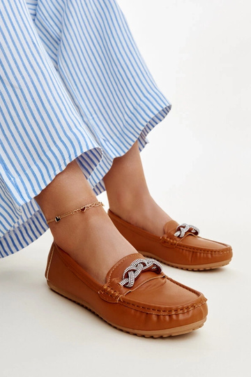 Mocassins marron décorés de zircons Adiba