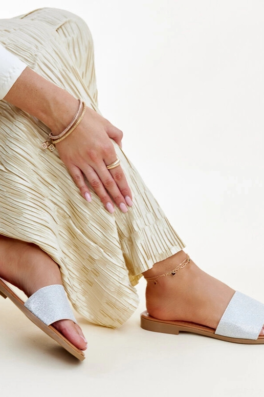 Tongs Anilsa argentées brillantes Tongs Anilsa argentées brillantes