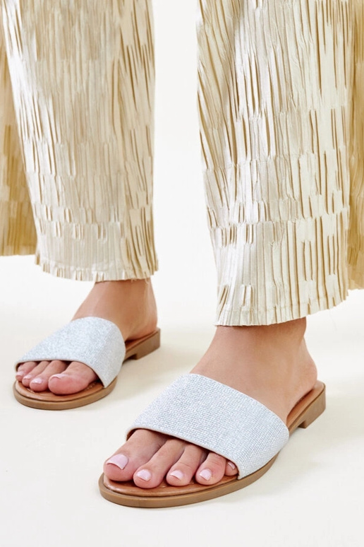 Tongs Anilsa argentées brillantes Tongs Anilsa argentées brillantes