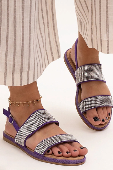 Sandales violettes ornées de zircons Carvalia