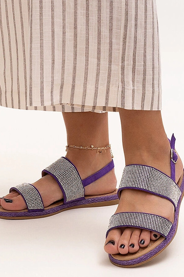 Sandales violettes ornées de zircons Carvalia 2
