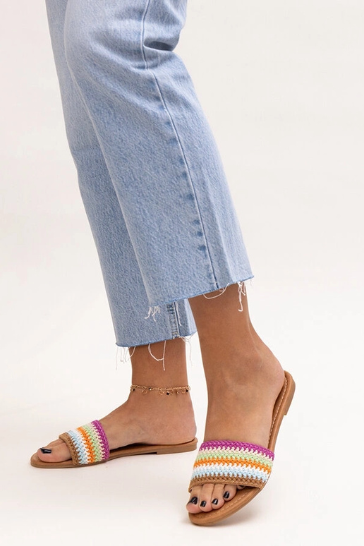 Tongs brodées multicolores Marika Tongs brodées multicolores Marika