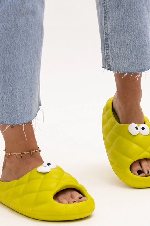 Tongs en mousse verte avec yeux Gorges Tongs en mousse verte avec yeux Gorges