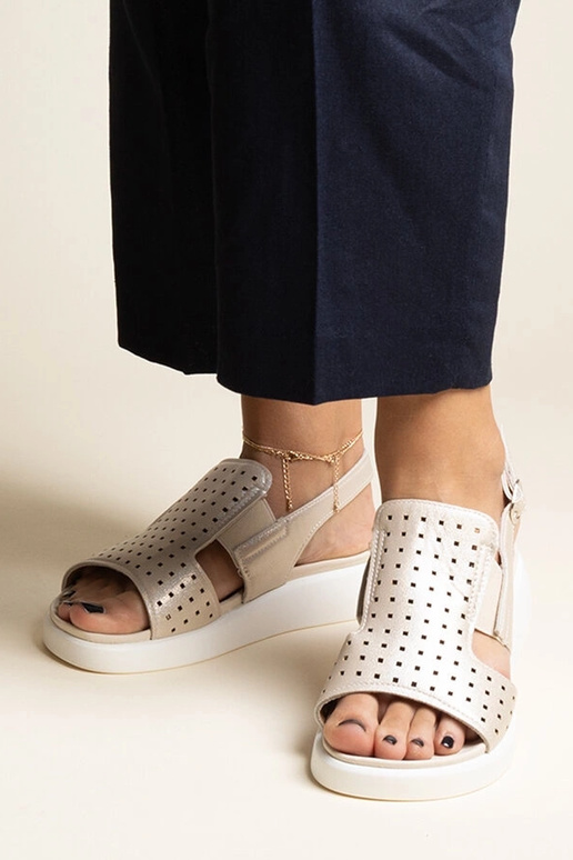 Sandales dorées à tige ajourée Imogne Sandales dorées à tige ajourée Imogne