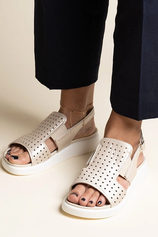 Sandales dorées à tige ajourée Imogne Sandales dorées à tige ajourée Imogne