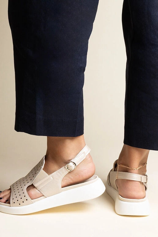 Sandales dorées à tige ajourée Imogne Sandales dorées à tige ajourée Imogne