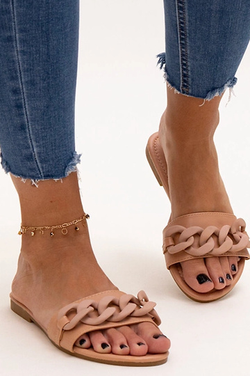 Tongs marron avec chaîne... 2