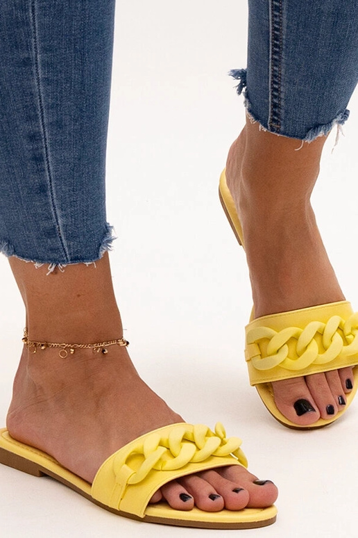 Tongs Aliyan à chaîne jaune mate Tongs Aliyan à chaîne jaune mate