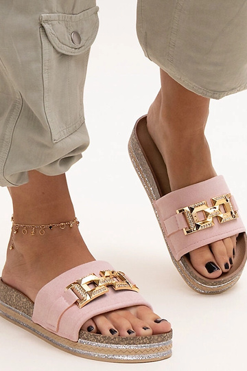 Claquettes roses avec boucle brillante Niamh