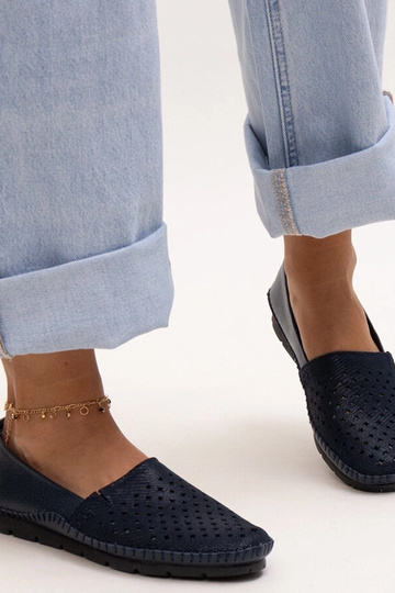 Derbies en cuir bleu marine Antonea