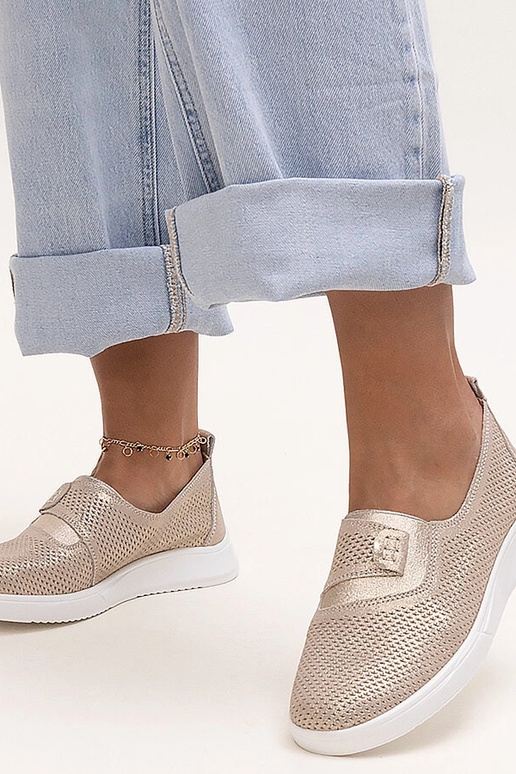 Baskets en cuir perforées dorées Ethels Baskets en cuir perforées dorées Ethels