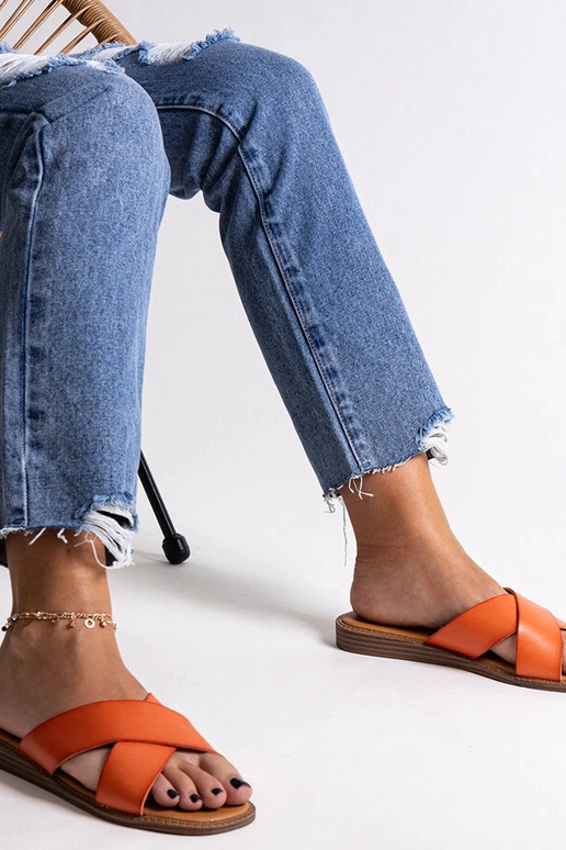 Tongs en cuir écologique orange... Tongs en cuir écologique orange...